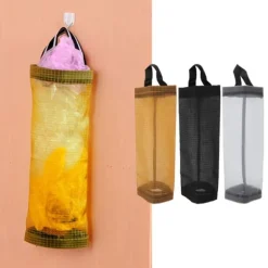 Matkassehållare Stor kapacitet Slitstark polyester Transparent utrymmesbesparande papperskorgshållare för hemkök Gul