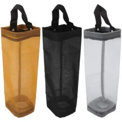 Matkassehållare Stor kapacitet Slitstark polyester Transparent utrymmesbesparande papperskorgshållare för hemkök Gul