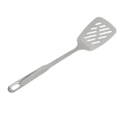 Matlagningssked Rostsäker Smidigt 304 rostfritt stålspatel Halkbeständigt handtag Matlagningssked för hemköksstål (med hål)