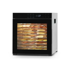 Mattorkarmaskin med 10 brickor, Rostfritt Stål 1000W, för Torkning av Jerky och Frukt