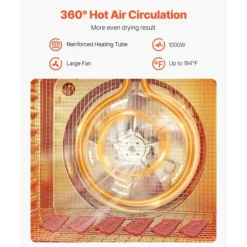 Mattorkarmaskin med 10 brickor, Rostfritt Stål 1000W, för Torkning av Jerky och Frukt