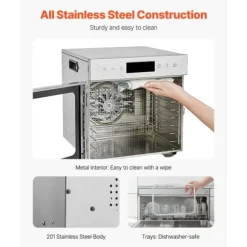 Mattorkarmaskin med 8 brickor, Rostfritt Stål, 400W, För Torkning av Kött och Frukt