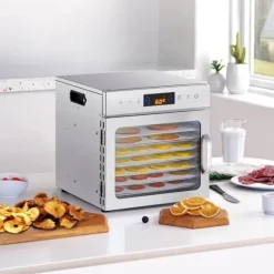 Mattorkarmaskin med 8 brickor, Rostfritt Stål, 400W, För Torkning av Kött och Frukt