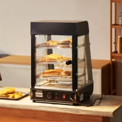 Matvarmhållare, 3-nivåer, 38,5x47x64 cm, rostfritt stål