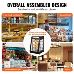 Matvarmhållare, 3-nivåer, 38,5x47x64 cm, rostfritt stål