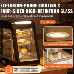 Matvarmhållare, 3-nivåer, 38,5x47x64 cm, rostfritt stål