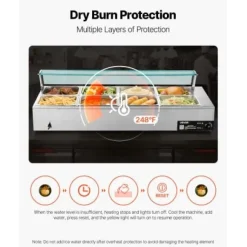 Matvärmare, Elektrisk rostfri stålångare 143x57x38,5 cm, Silver