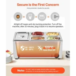 Matvärmare, 5-fack elektriskt ångbord, 54x36x25 cm, rostfritt stål