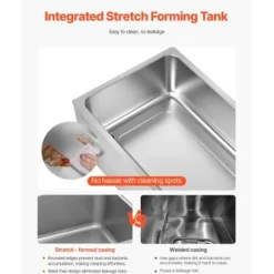 Matvärmare, 5-fack elektriskt ångbord, 54x36x25 cm, rostfritt stål