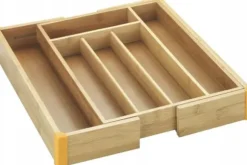 Maximex Utdragbar besticklåda BAMBOO, lådinsats, 25,5 - 38 x 36 x 5 cm