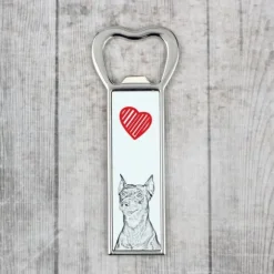 Medium Pinscher, German Pinscher - flasköppnare med en hund, personlig kylöppnare, unik present till en man från Art-Dog