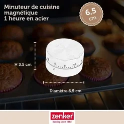 Mekanisk Timer - Rostfritt Stål - Magnetisk - 60 mn - Mått: 6x6x3.5 cm - Färg: Grå