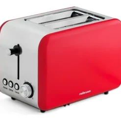 Mellerware knaprig brödrost - Röd - 2 fack 14x4 cm - Uppvärmnings- och upptiningsfunktion