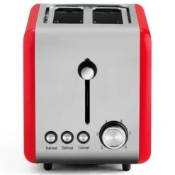 Mellerware knaprig brödrost - Röd - 2 fack 14x4 cm - Uppvärmnings- och upptiningsfunktion