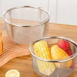 Mesh ångkorg i rostfritt stål Bekväma handtag Värmebeständig ångkorg för matlagning Kök 20x21cm