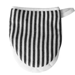 Mikrovågsugnsvantar Värmebeständiga randiga mönster Tjocka bomullsugnsvantar med snöre Svarta