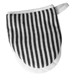 Mikrovågsugnsvantar Värmebeständiga randiga mönster Tjocka bomullsugnsvantar med snöre Svarta