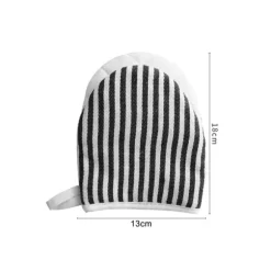 Mikrovågsugnsvantar Värmebeständiga randiga mönster Tjocka bomullsugnsvantar med snöre Svarta