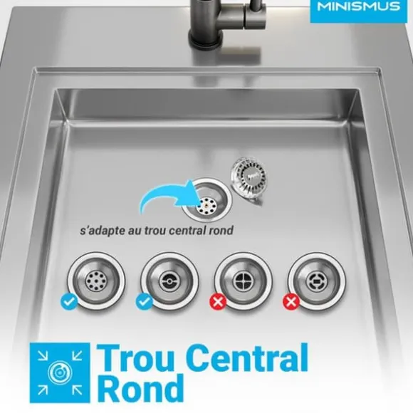 Minismus Korg för Köksvask 82 mm - Universell Sil i Rostfritt Stål, Pop-Up Kork