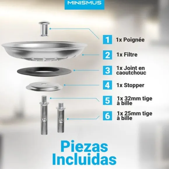 Minismus Korg för Köksvask 82 mm - Universell Sil i Rostfritt Stål, Pop-Up Kork