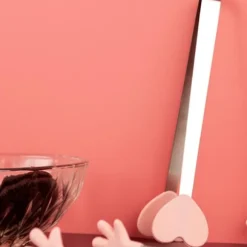 Minitång av silikon Serveringstång Mattång Små barntång för servering Matlagning Förrätter Iskub Frukt Socker Rosa Hjärtaform