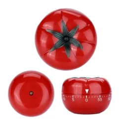 60-minuters tomatformad mekanisk nedräkningstimer för matlagning och bakning i kök (6,3 x 4,5 cm)
