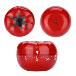 60-minuters tomatformad mekanisk nedräkningstimer för matlagning och bakning i kök (6,3 x 4,5 cm)