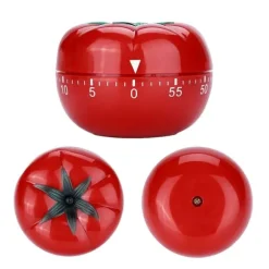 60-minuters tomatformad mekanisk nedräkningstimer för matlagning och bakning i kök (6,3 x 4,5 cm)