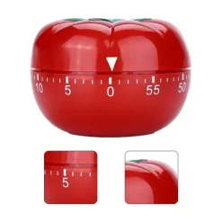 60-minuters tomatformad mekanisk nedräkningstimer för matlagning och bakning i kök (6,3 x 4,5 cm)