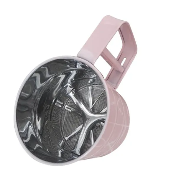 Mjöl Sifter Rostfritt stål Korrosionsbeständig Säker Luktfri Vacker Handhållen Bakmjöl Mesh Sikt Rosa