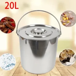 Mjölkburk - Hink - Rostfritt Stål - 20 L - Med Lock - Tjockväggad - Tål Kokande Vatten