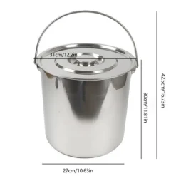 Mjölkburk - Hink - Rostfritt Stål - 20 L - Med Lock - Tjockväggad - Tål Kokande Vatten