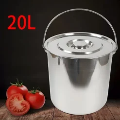 Mjölkburk - Hink - Rostfritt Stål - 20 L - Med Lock - Tjockväggad - Tål Kokande Vatten