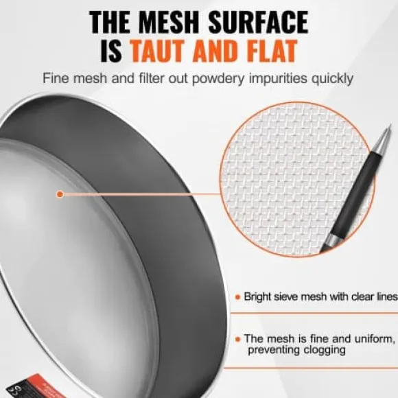 Mjölsikt, 80 mesh finmaskig sikt, 32x32x10 cm, rostfritt stål