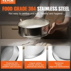 Mjölsikt, 80 mesh finmaskig sikt, 32x32x10 cm, rostfritt stål