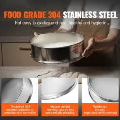 Mjölsikt 40 Mesh i rostfritt stål, finmaskig bakning, perfekt för tårtor