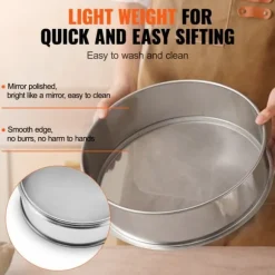 Mjölsikt 40 Mesh i rostfritt stål, finmaskig bakning, perfekt för tårtor