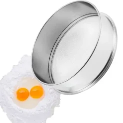 Mjölsikt i rostfritt stål, finmaskigt 12 mesh, idealisk för bakning av tårtor