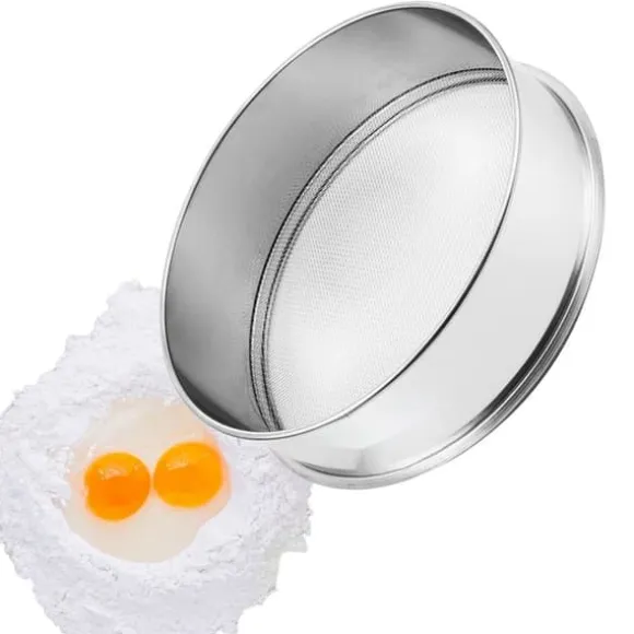 Mjölsikt i rostfritt stål, finmaskigt 12 mesh, idealisk för bakning av tårtor