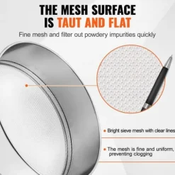 Mjölsikt i rostfritt stål, finmaskigt 12 mesh, idealisk för bakning av tårtor