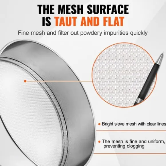 Mjölsikt i rostfritt stål, finmaskigt 12 mesh, idealisk för bakning av tårtor