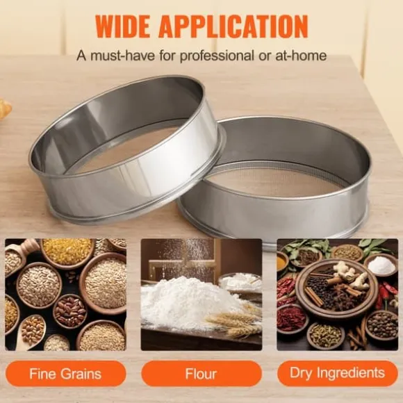 Mjölsikt i rostfritt stål, finmaskigt 12 mesh, idealisk för bakning av tårtor