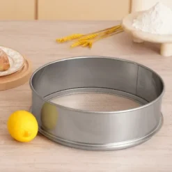 Mjölsikt i rostfritt stål, finmaskigt 12 mesh, idealisk för bakning av tårtor