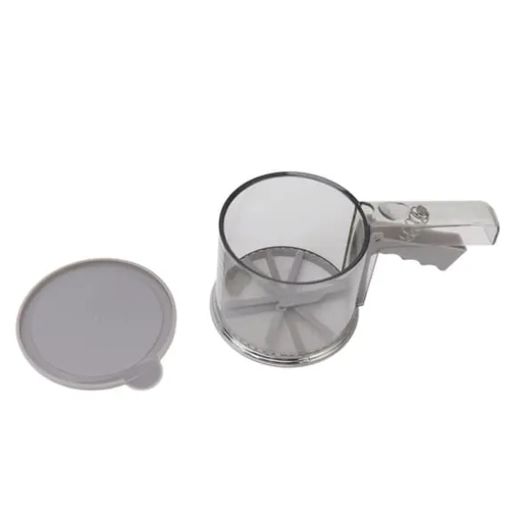 Mjölsikt PP Transparent Justerbar Finmaskig Enhandsdrift Pulversikt för köksbakning Enkellager