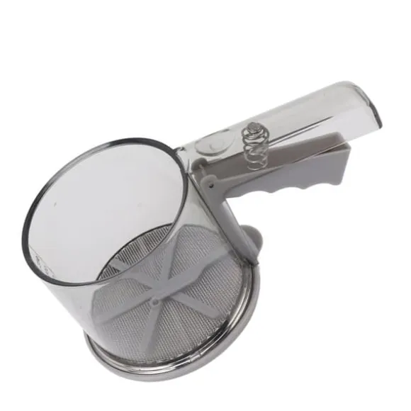 Mjölsikt PP Transparent Justerbar Finmaskig Enhandsdrift Pulversikt för köksbakning Enkellager