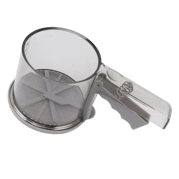 Mjölsikt PP Transparent Justerbar Finmaskig Enhandsdrift Pulversikt för köksbakning Enkellager