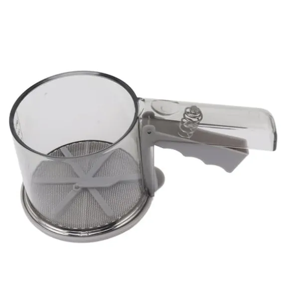 Mjölsikt PP Transparent Justerbar Finmaskig Enhandsdrift Pulversikt för köksbakning Enkellager