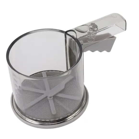 Mjölsikt PP Transparent Justerbar Finmaskig Enhandsdrift Pulversikt för köksbakning Enkellager