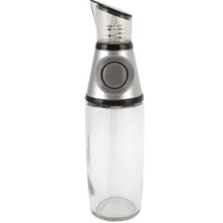 500ml oljedispenser läckagesäker glas silikon akryl presstyp kvantitativ oljeflaska för hälsokök silver