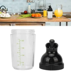200ml salladsdressingshaker BPA-fri förhindrar läckage salladsdressingburk med lock för kök svart